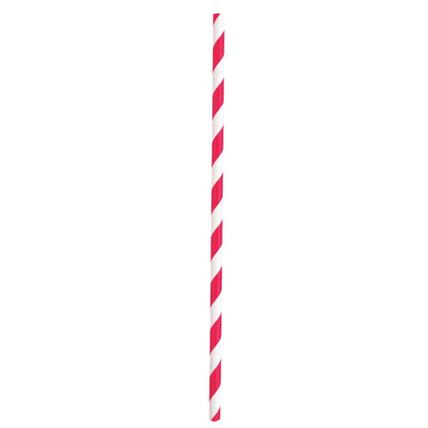 Ruby Red Striped Paper Straws 10ct