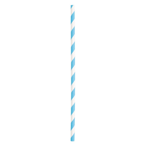 Powder Blue Striped Paper Straws 10ct