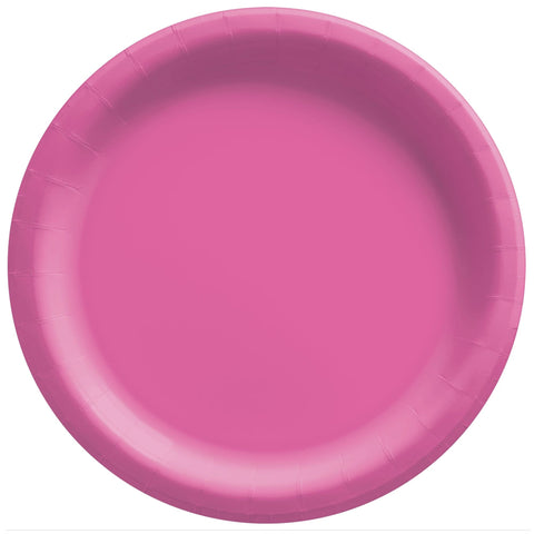 Assiettes rondes en papier dîner - Bright Pink (20/pqt)