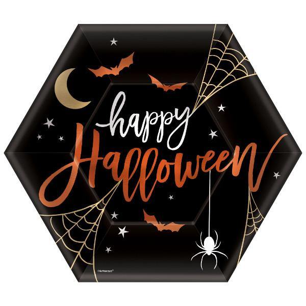 Assiettes en forme d'hexagone Halloween (8/pqt - 9po) -  - Boo'tik d'Halloween