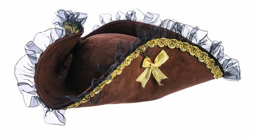 Chapeau tricorne de pirate brun et or - Chapeau - Boo'tik d'Halloween