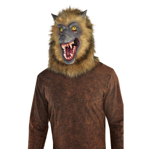 Masque Tête Pleine Loup-Garou - Marron