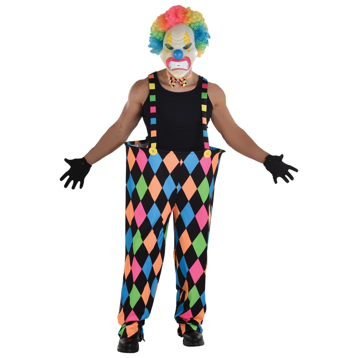 Pantalon à bretelles néon de cirque - Adulte