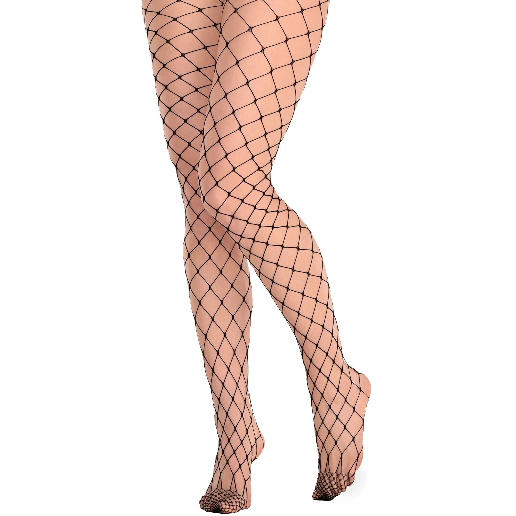 Bas en filet gros diamant - Noir - Femme