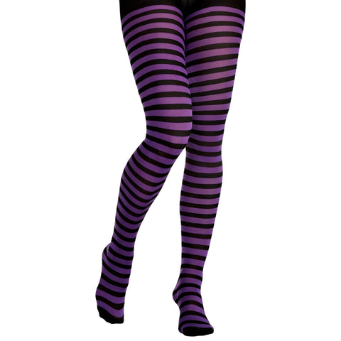 Collants rayés violet et noir - Femme