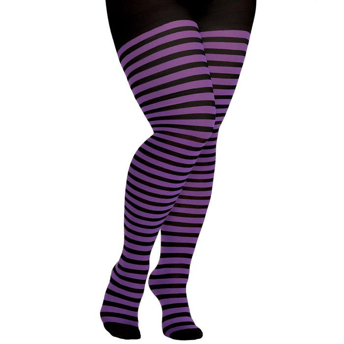 Collants rayés violet et noir - Femme - Taille plus