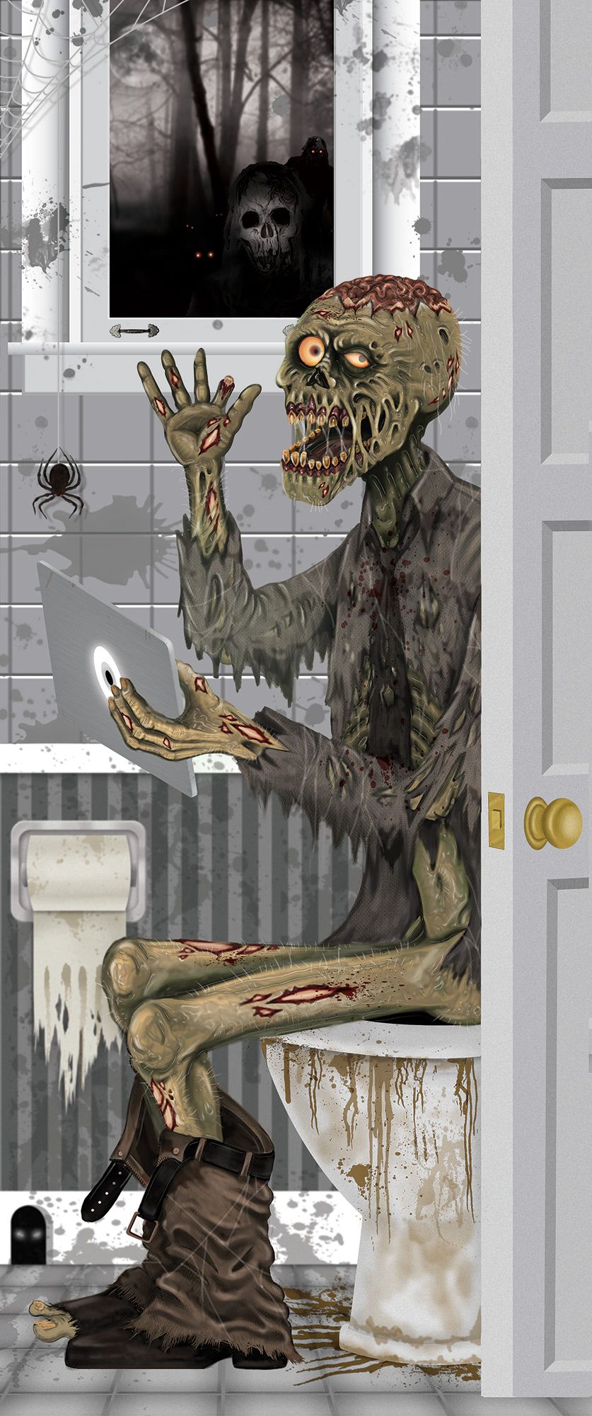 Décoration murale - Zombie au toilette