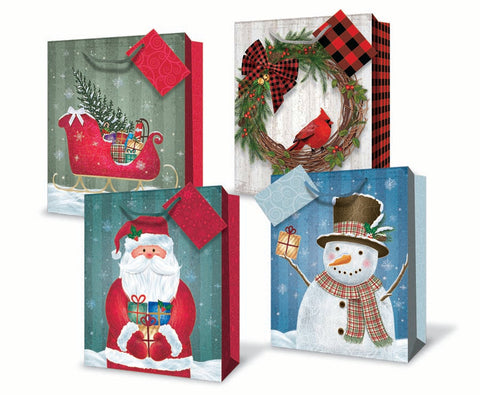 MB Deck the Halls Jumbo Gift Bags Asst.