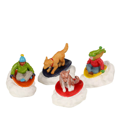 DOG SNOW SAUCER FUN, SET OF 4