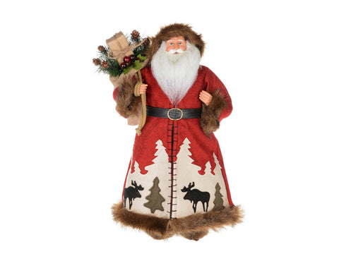 Santa with red dress and moose (18")