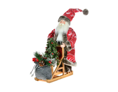 Santa on a sled with tree and wreath (18")