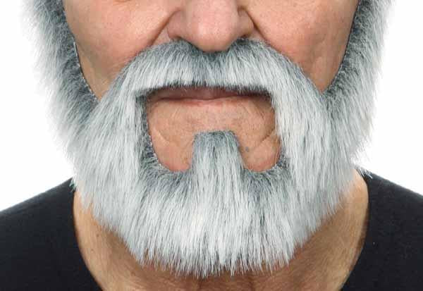 Fausse barbe et moustache autocollante - Blanc et gris