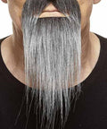 Fausse barbe et moustache autocollante - Noir et gris - Style 12