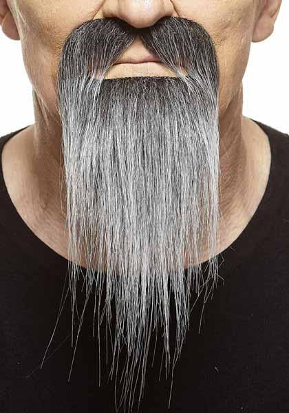 Fausse barbe et moustache autocollante - Noir et gris - Style 12