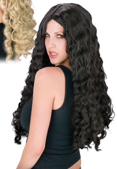Long curly black hair wig