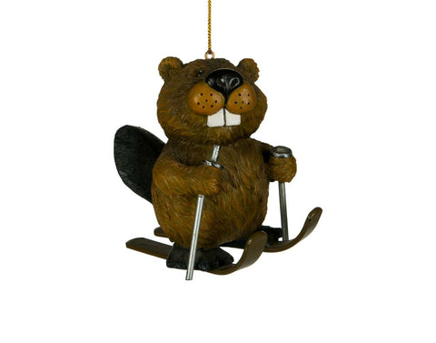 Skiing Beaver Ornament (3")