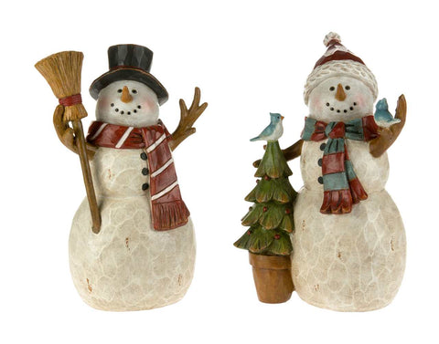 Snowman with tree or broom (10")