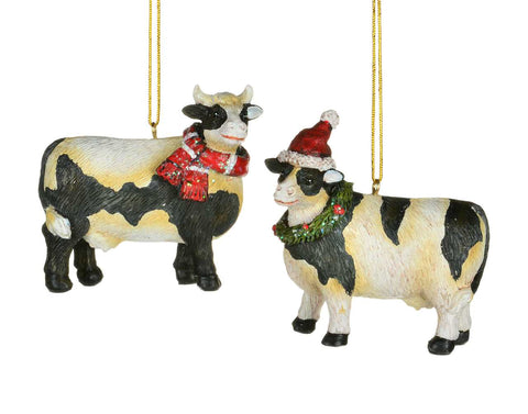 Christmas Cow Ornament (3in)