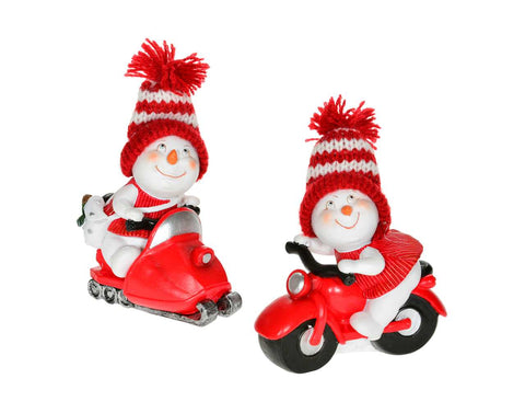 Snowman on scooter or ski-doo (3")