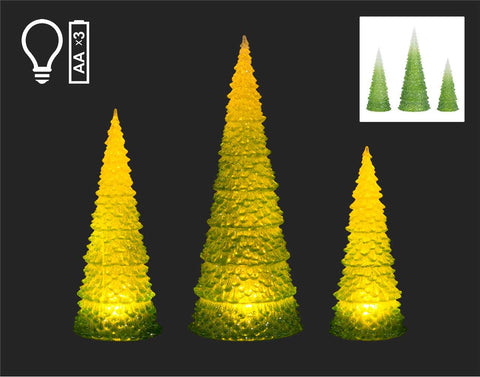 Set of 3 LED tree snow globes (17/13/10.5")