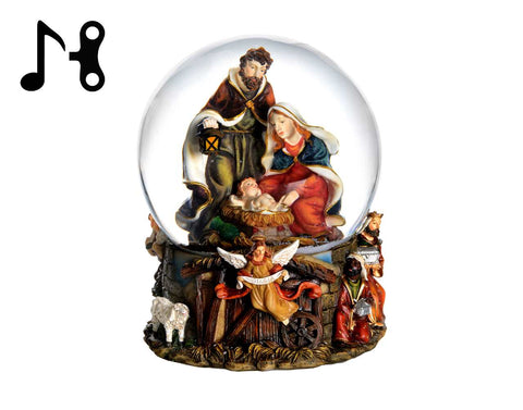 Globe de neige de la Nativité avec musique et ange (150mm)