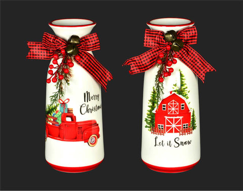 Red/White Truck/Barn Bottle (9")