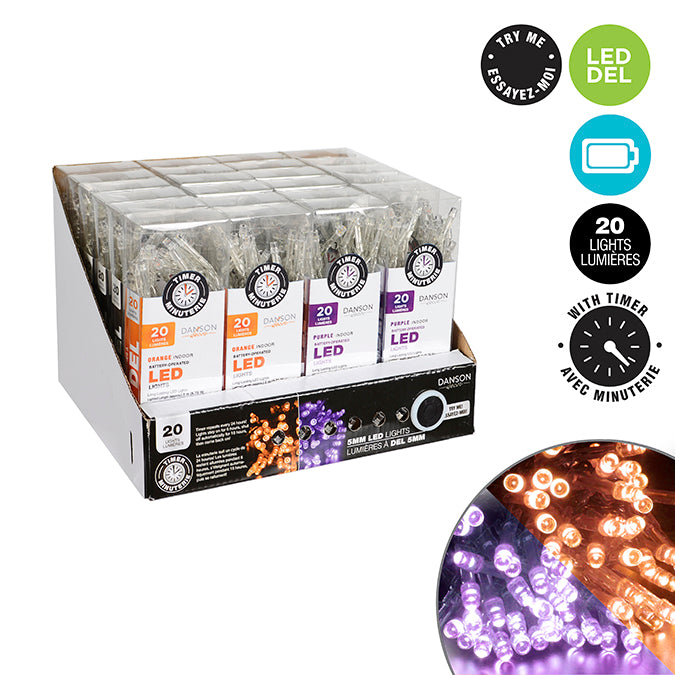 Jeu de 20 lumières DEL 5mm (6') - Orange et Violet