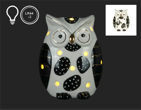 Black/White LED Standing Owl (4.5")