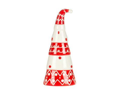 Red/White Christmas Tree with Hat (8")