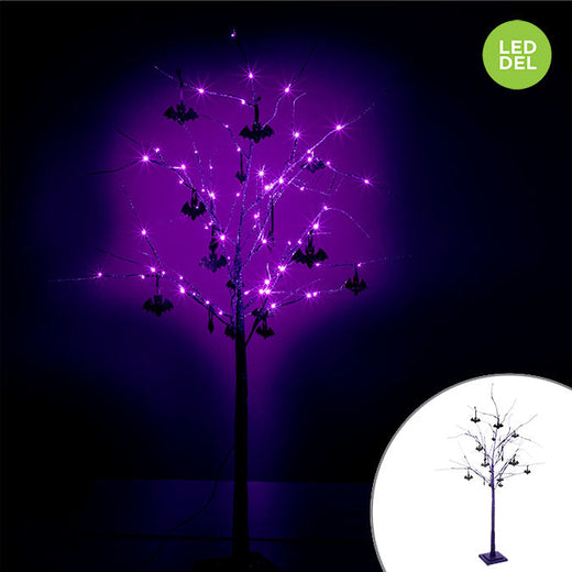 Twinkle LED Tree With 72 Purple Lights And 12 Wooden Bats, H: 63in(160cm)