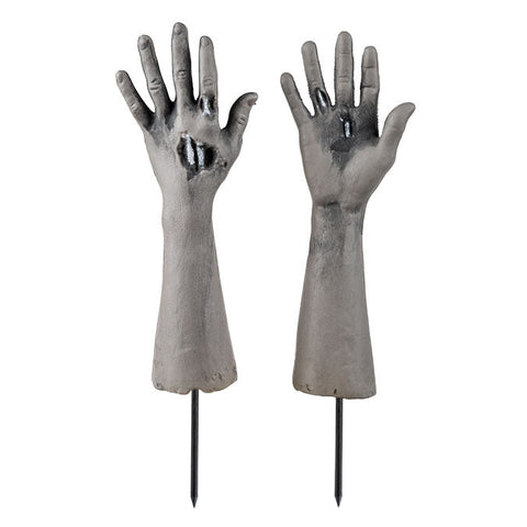 Ensemble De 2 Bras De Zombie en Plastique Sur Piquet, 23cm H Avec Piquet