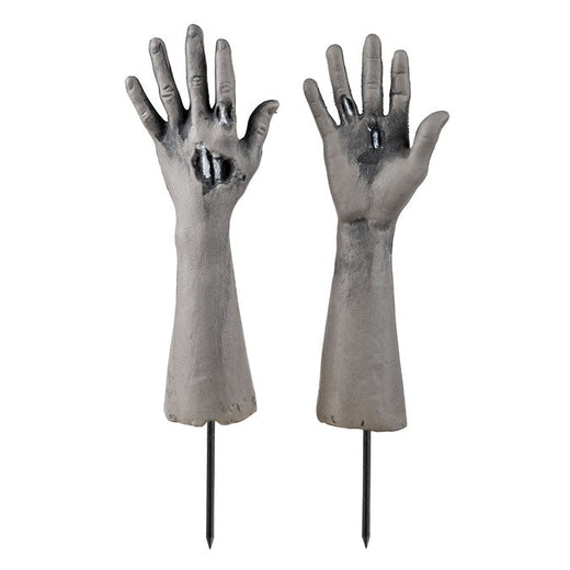 Ensemble De 2 Bras De Zombie en Plastique Sur Piquet, 23cm H Avec Piquet