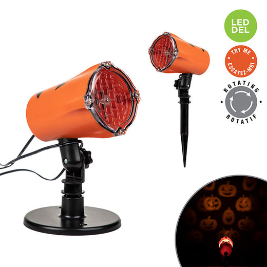 Projecteur Extérieur D'halloween À Del Avec Images Mobiles De Citrouilles Orange