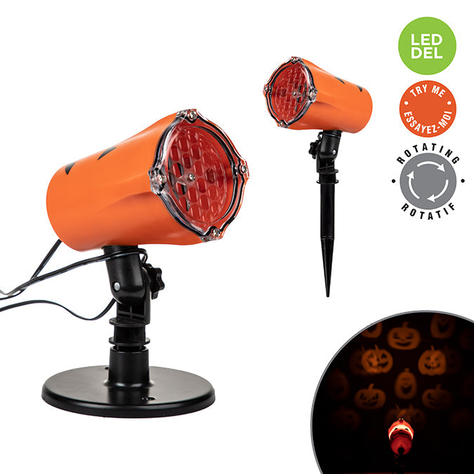 Projecteur Extérieur D'halloween À Del Avec Images Mobiles De Citrouilles Orange