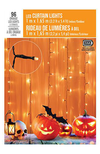 Rideau de 96 lumières sur 6 fils - Orange