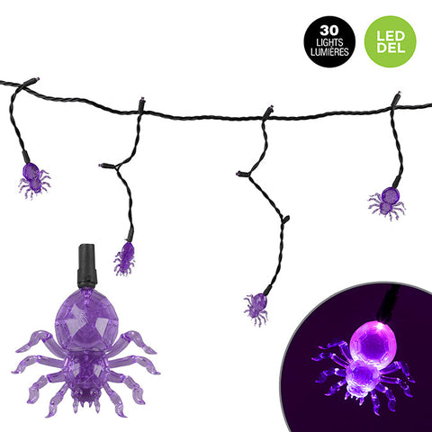 Ensemble de 30 lumières DEL - Violet - Araignée
