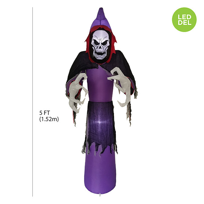 Squelette-faucheuse Gonflable Avec Lumières Del, 1.52m Hauteur