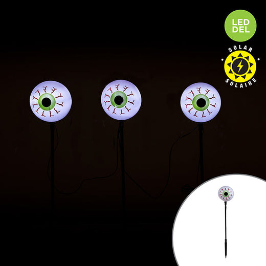 Ensemble De 3 Piquets Solaires Style Globe Oculaire, Lumières Blanc Pur, H: 21.7po(55cm)