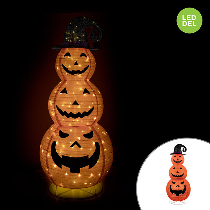 Triple-citrouilles Del Style "Pop-up" Avec 150 Lumières Blanc Doux, 62po(157cm)