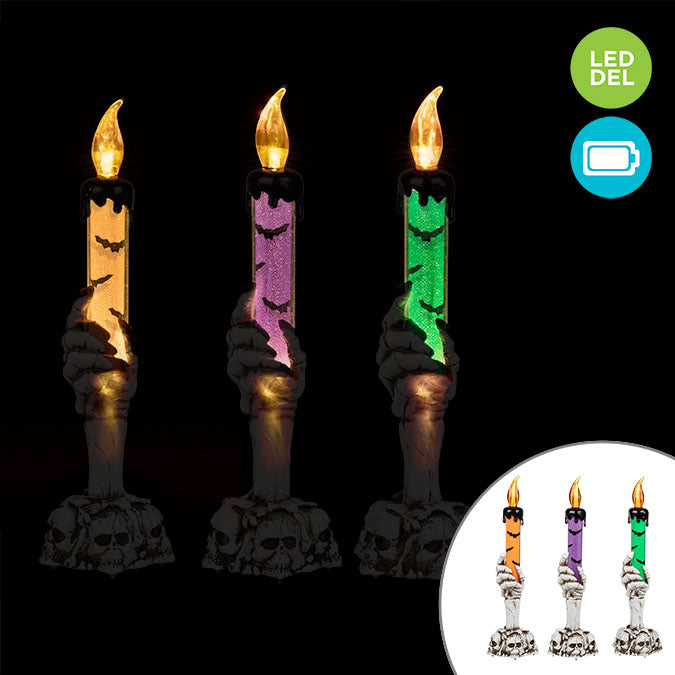 LED candle with skull base (8.7in)
