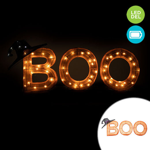 Enseigne Lumineuse Del "Boo" Avec Chapeau De Sorciere, 21.25po(54cm)