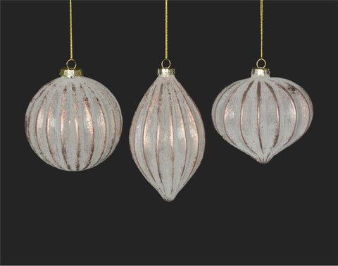 Ribbed pink ball/onion/drop ornament (8-13cm)