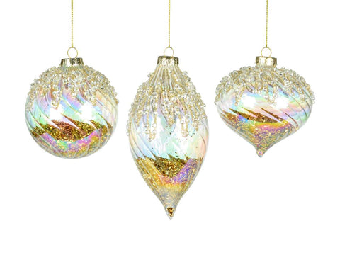 Iridescent glass ball/onion/drop ornament (8cm)