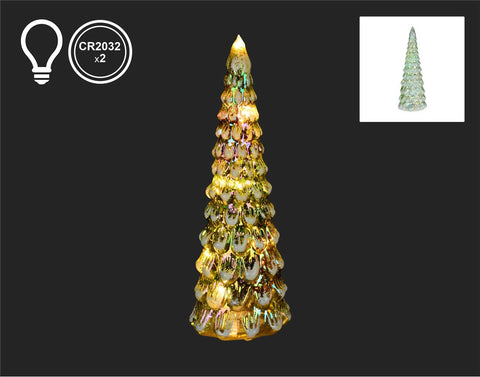 Green Glass Christmas Tree with LED (11.5")