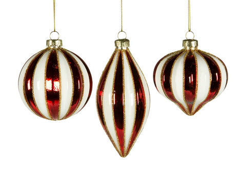 Red/white ball/onion/drop ornament (8cm)