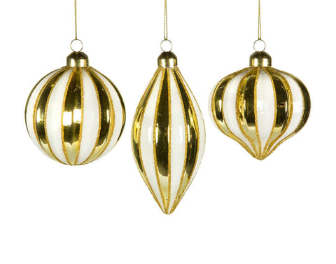 Gold/white ball/onion/drop ornament (8cm)