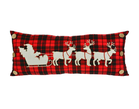 Red/black Santa sleigh cushion (24x10")