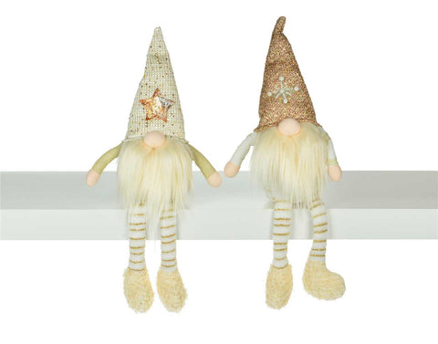 White/Brown Dangling Legs Gnome (16")