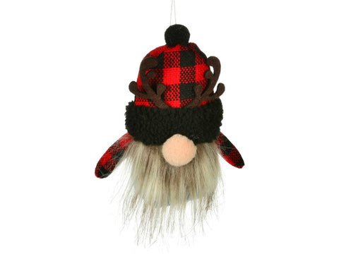 Gnome Ornament with Plaid Hat (5")