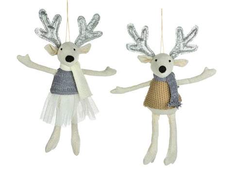 White Deer Ornament with Sweater (12")